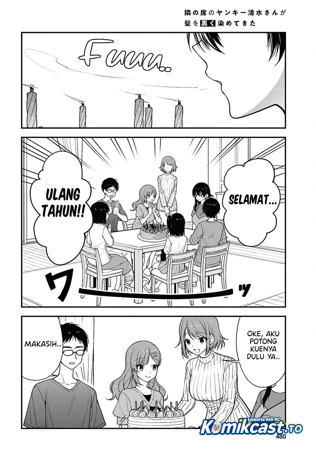Tonari no Seki no Yankee Shimizu-san ga Kami o Kuroku Sometekita Chapter 18 - Halaman 7